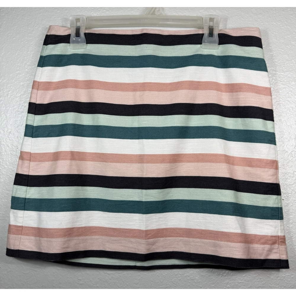Loft Mini Skirt A Line Striped Easter Pastel Pink Green Lined Short Size 12P